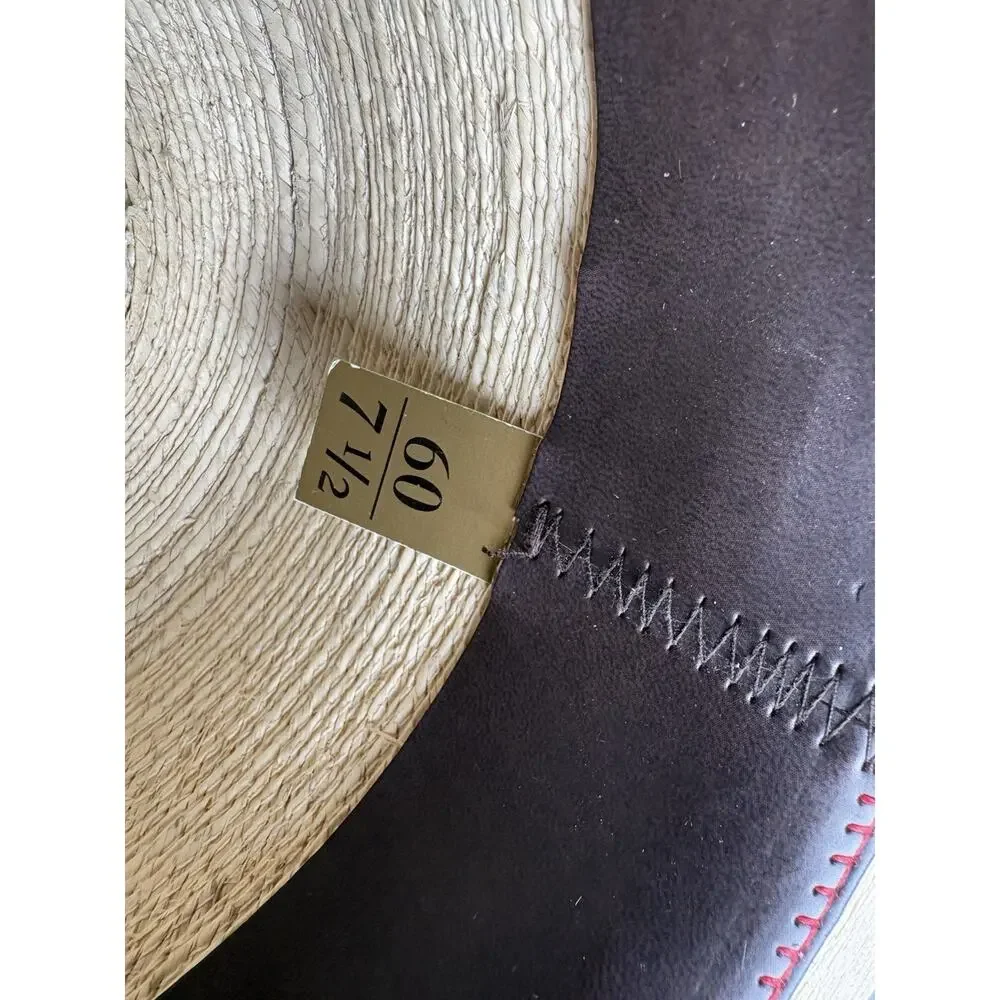 Justin Bent Rail Straw Cowboy Hat 7 1/2 Natural Western Horsehair Band Cowboy